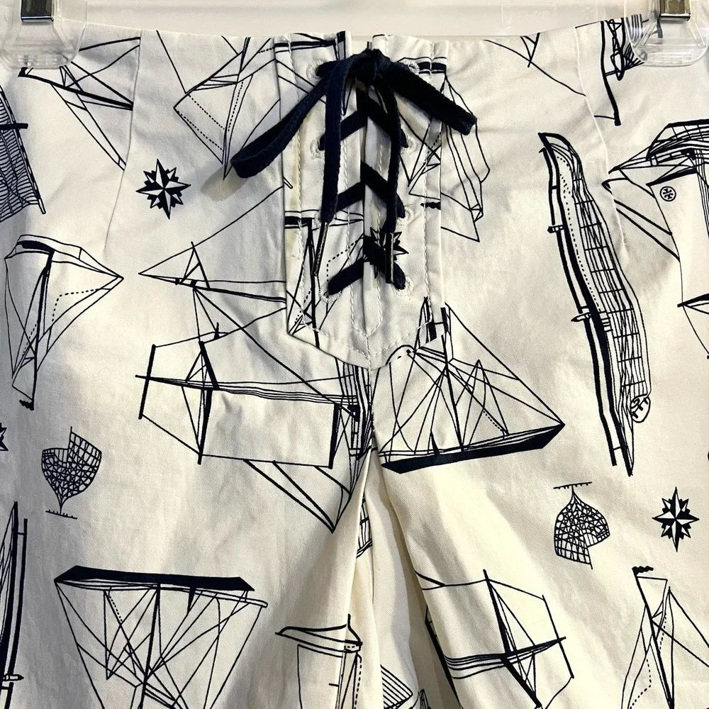 TORY BURCH ADRIFT NAVY IVORY Women’s Shorts Size 25 Coastal Nautical Preppy